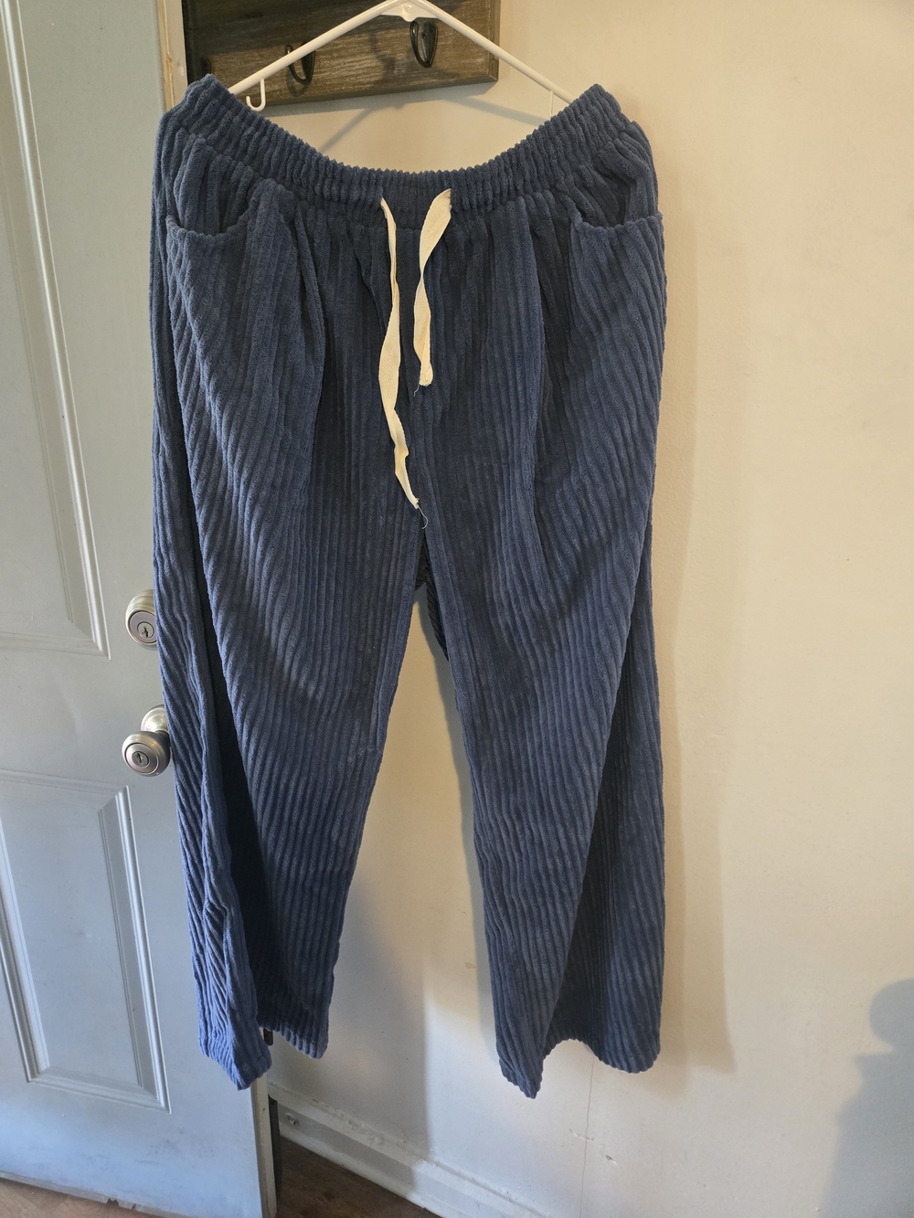 Blue Corduroy Drawstring Pants